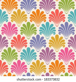 Vector seamless pattern with color shells. Abstract decorative illustration for print, web