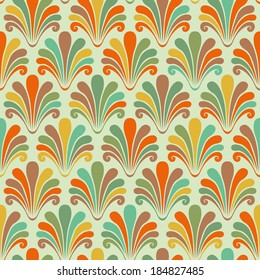 Vector seamless pattern with color shells. Abstract decorative illustration for print, web