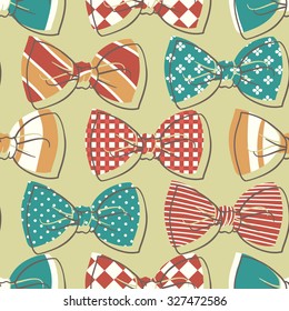 Vector seamless pattern with color vintage butterfly tie.