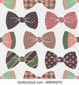 Vector seamless pattern with color vintage  butterfly tie.