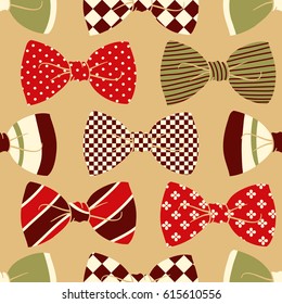 Vector seamless pattern with color vintage  butterfly tie.