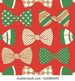 Vector seamless pattern with color vintage  butterfly tie.