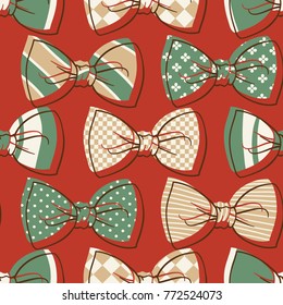 Vector seamless pattern with color vintage  butterfly tie.
