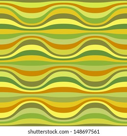 Vector seamless pattern with color wavy strips. Simple abstract ornamental illustration with stylized covering. Geometric texture with optical effect. Vintage decorative background for print and web 