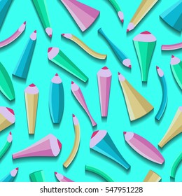 Vector seamless pattern. Color whimsical pencils.