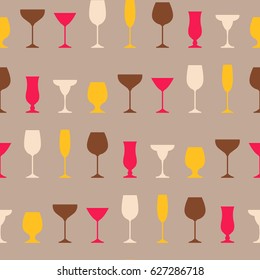 Vector seamless pattern of color wineglass background