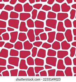 Vector seamless pattern in color of the year 2023 viva magenta with giraffe animal skin