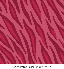 Vector seamless pattern in color of the year 2023 viva magenta with animal tiger skin