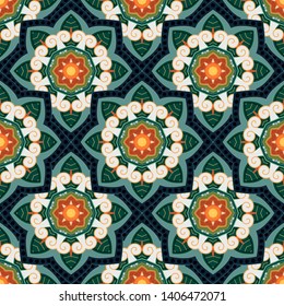 Vector Seamless Pattern In Color For Your Design. Printable Coloring Pages. Hand Drawn Decorative Scales