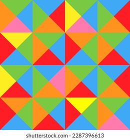 Vector seamless pattern of colored abstract geometric shapes and grid
