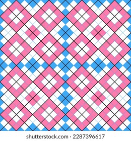 Vector seamless pattern of colored abstract geometric shapes and grid