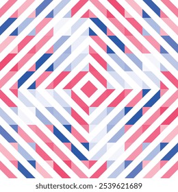 A Vector seamless pattern of colored abstract geometric shapes and grid style bauhaus