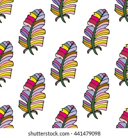 vector seamless pattern with colored abstract feathers