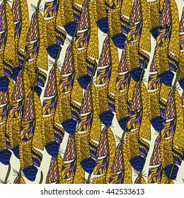  vector seamless pattern with colored abstract feathers 
