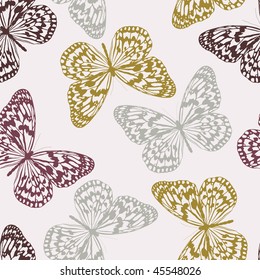 Vector seamless pattern with colored butterflies