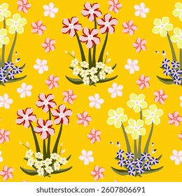 Vector - seamless pattern of a colored flower motive.