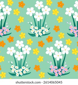 Vector - seamless pattern of a colored flower motive.