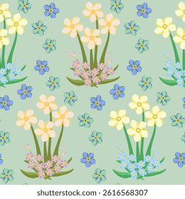 Vector - seamless pattern of a colored flower motive.