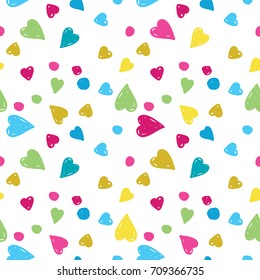 vector seamless pattern colored hearts