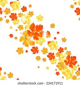Vector seamless pattern with colored leaves.