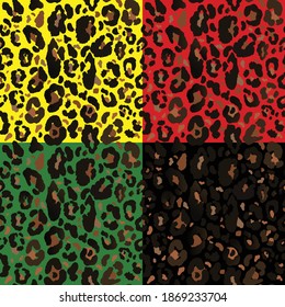 Vector seamless pattern with colored leopard print. Animal print. Cheetah print. Colored safari background.