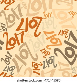 Vector seamless pattern of colored numbers 2017. New Year seamless background.
