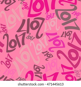Vector seamless pattern of colored numbers 2017. New Year seamless background.
