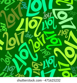 Vector seamless pattern of colored numbers 2017. New Year seamless background.
