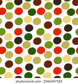Vector seamless pattern of colored palette hand-drawn circles isolated on a white background