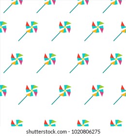 Vector seamless pattern. Colored paper pinwheel. Pattern for textiles, paper, Wallpaper.