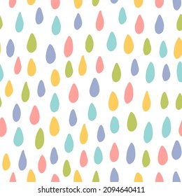 vector seamless pattern with colored rain drops