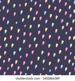 Vector seamless pattern with colored raindrops. Magical unicorn themed repeat background. Good for children textile, clothes, stationery.  
