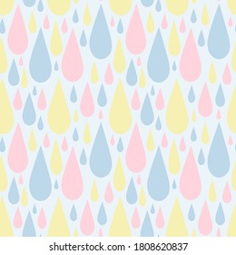 Vector seamless pattern of colored raindrops. For children's design. Background for Valentine's Day.