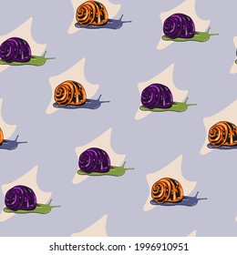Vector seamless pattern with colored snails.