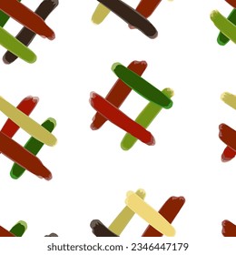 Vector seamless pattern of colored squares palette hand-drawn brush stroke isolated on a white background
