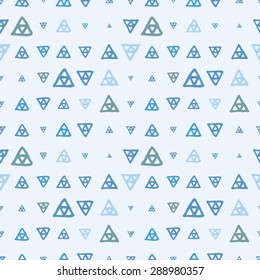 Vector seamless pattern of colored triangles drawn by hand