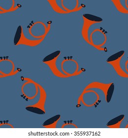 Vector seamless pattern of colored Trumpet