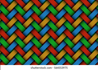 Vector seamless pattern of colored woven fiber