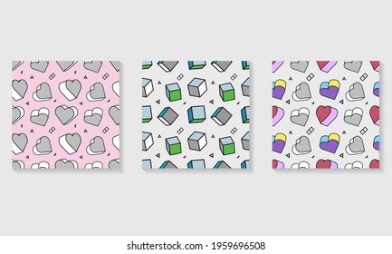 Vector seamless pattern, colorful pattern with 3d graphic elements. You can use this as a wallpaper in a childrens room. Eps 10