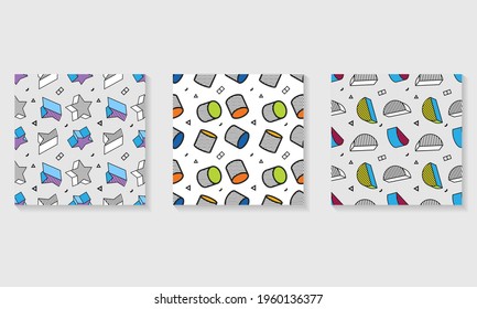 Vector seamless pattern, colorful pattern with 3d graphic elements. You can use this as a wallpaper in a childrens room. Eps 10
