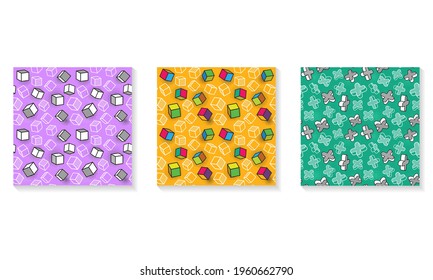 Vector seamless pattern, colorful pattern with 3d graphic elements. You can use this as a wallpaper in a childrens room. Eps 10