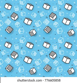 Vector seamless pattern, colorful pattern with 3d graphic elements. You can use this as a wallpaper in a childrens room