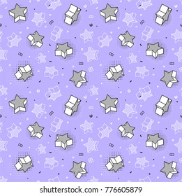 Vector seamless pattern, colorful pattern with 3d graphic elements. You can use this as a wallpaper in a childrens room