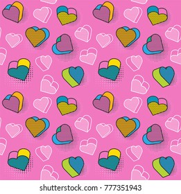 Vector seamless pattern, colorful pattern with 3d graphic elements. You can use this as a wallpaper in a childrens room