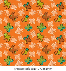 Vector seamless pattern, colorful pattern with 3d graphic elements. You can use this as a wallpaper in a childrens room