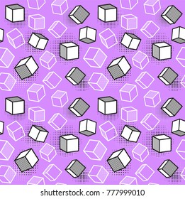 Vector seamless pattern, colorful pattern with 3d graphic elements. You can use this as a wallpaper in a childrens room