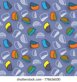 Vector seamless pattern, colorful pattern with 3d graphic elements. You can use this as a wallpaper in a childrens room