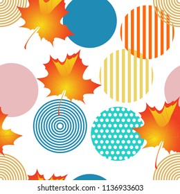 Vector seamless pattern. Colorful Abstract background with round polka dots mix in stripe. For the press on wall-paper and a tile