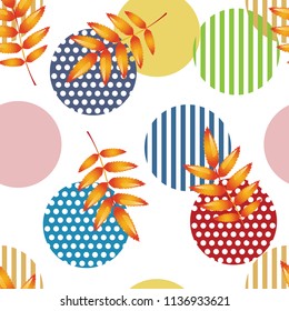 Vector seamless pattern. Colorful Abstract background with round polka dots mix in stripe. For the press on wall-paper and a tile