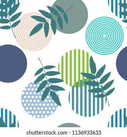 Vector seamless pattern. Colorful Abstract background with round polka dots mix in stripe. For the press on wall-paper and a tile